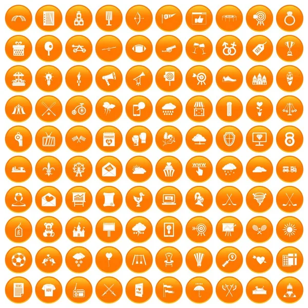 100 ícones de seta definir laranja —  Vetores de Stock