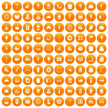 Turuncu 100 kalori Icons set