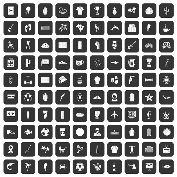 100 icônes Amérique du Sud noir — Image vectorielle