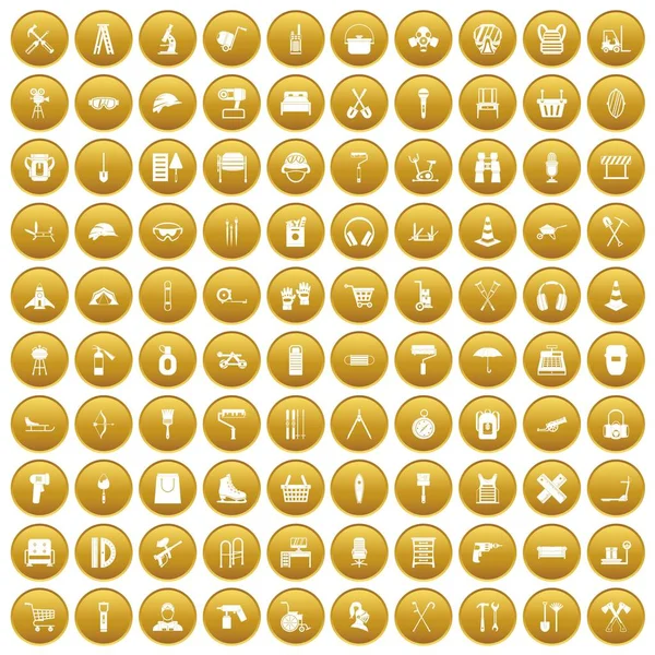 100 icônes de tenue en or — Image vectorielle