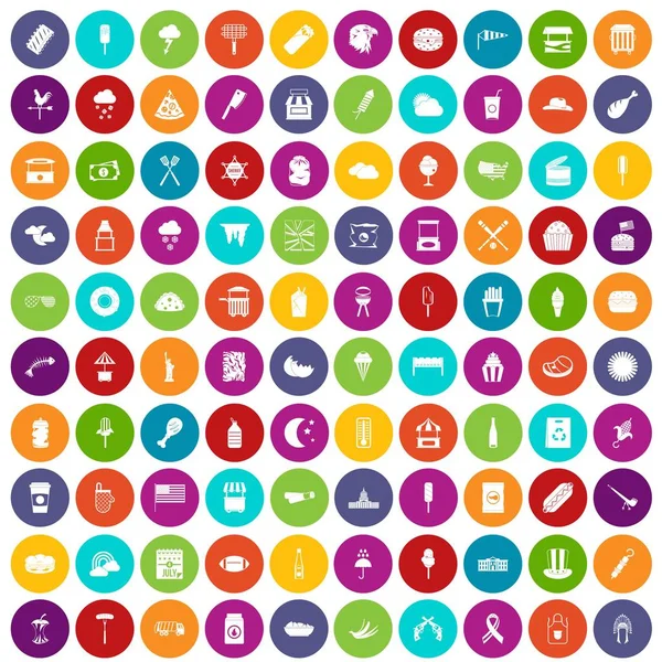 100 ícones de comida de rua definir cor — Vetor de Stock