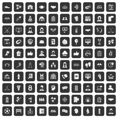 100 takım simgeler siyah ayarla