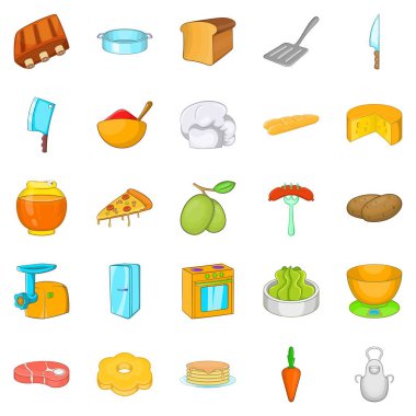 Çörekler Icons set için doldurma, karikatür tarzı