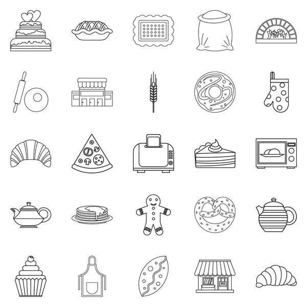 Ensemble d'icônes de biscuit, style contour — Image vectorielle