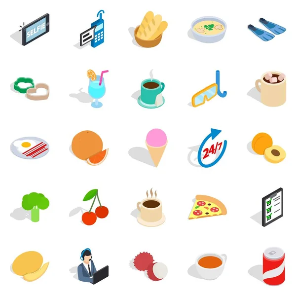 Breakfast icons set, isometric style — Stock Vector