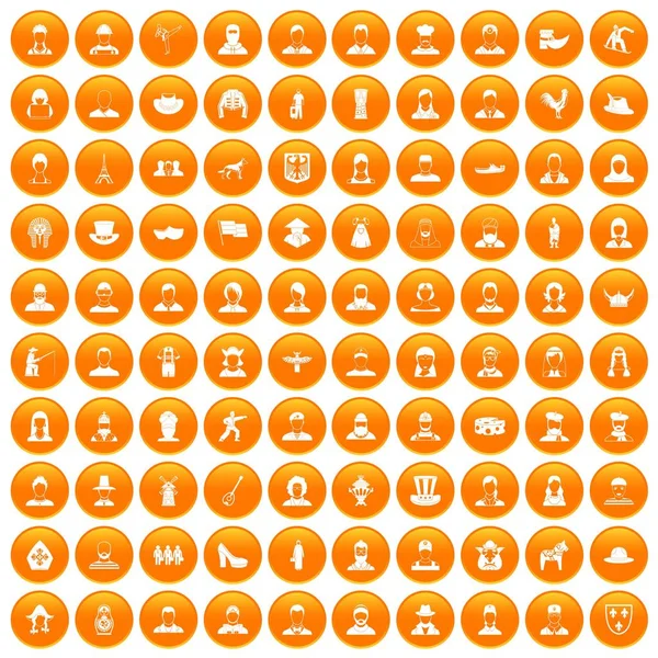 100 λαϊκή εικονίδια που πορτοκαλί — Διανυσματικό Αρχείο