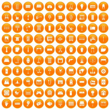Turuncu 100 mobilya Icons set