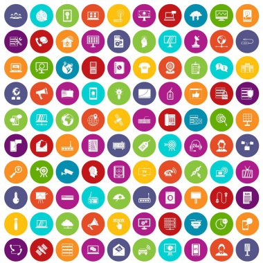 100 telekomünikasyon simgeler renk ayarla