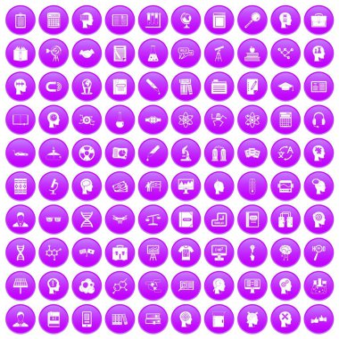 100 bilgi simgeleri mor ayarla