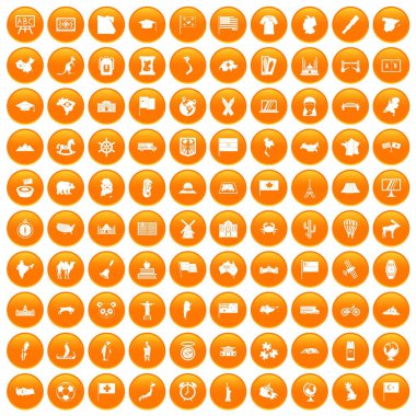 turuncu daire izole vektör çizim içinde 100 Coğrafya Icons set