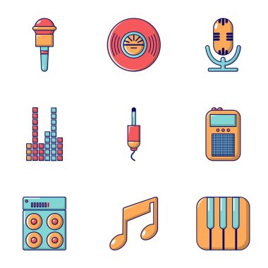 Müzik oyuncu simgeleri seti, düz stil
