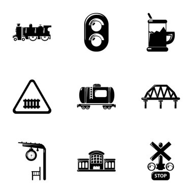 Demiryolu Icons set, basit tarzı