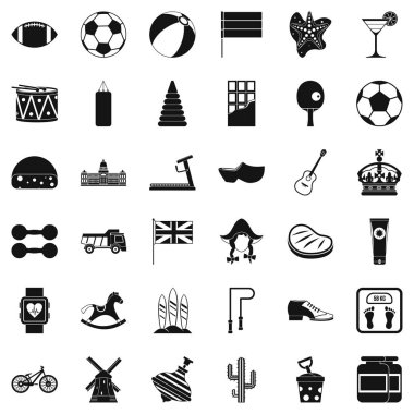 Spor Icons set, basit tarzı