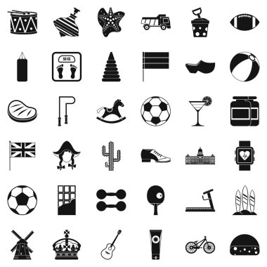 Ülke Icons set, basit tarzı