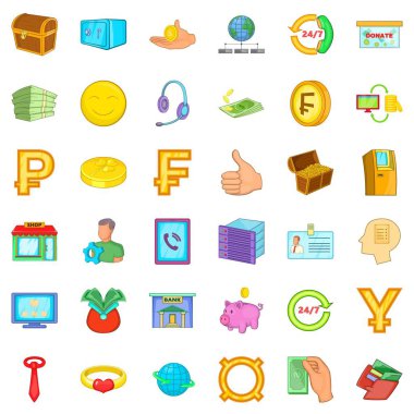 Banka Icons set, karikatür tarzı