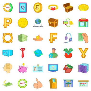 Para Icons set, karikatür tarzı