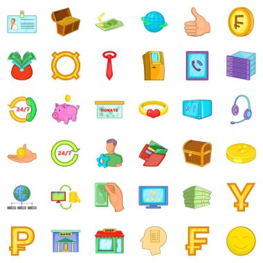 Finans Icons set, karikatür tarzı