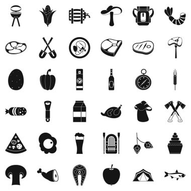 Doğa geri kalan Icons set, basit tarzı