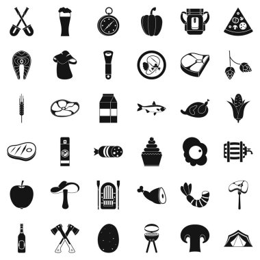 Doğa seyahat Icons set, basit tarzı