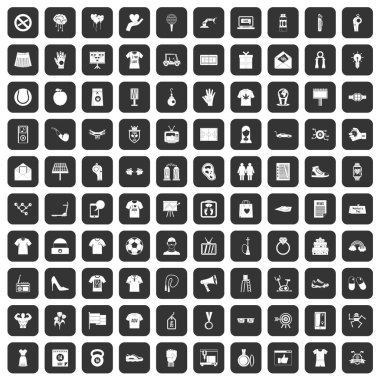 siyah 100 t-shirt Icons set