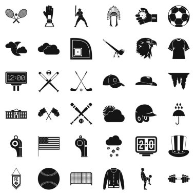 Beyzbol Oyuncu Icons set, basit tarzı