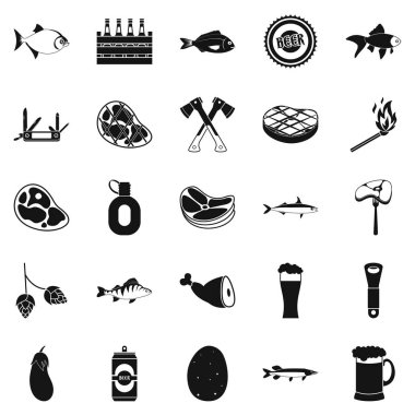 Kamp Icons set, basit tarzı