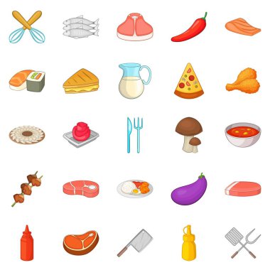 Barbekü Icons set, karikatür tarzı