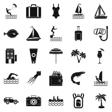 Anti-güneş kremi Icons set, basit tarzı