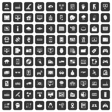 100 sanal simgeler siyah ayarla