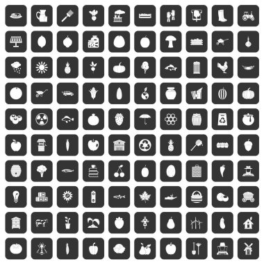 siyah 100 vitamin Icons set