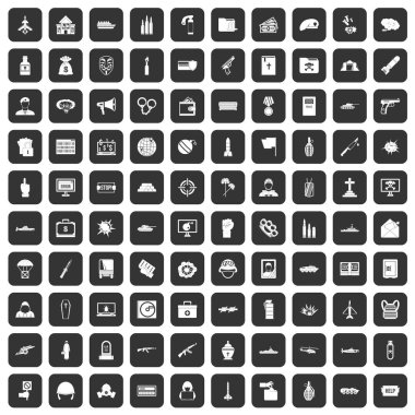 siyah 100 savaş Icons set