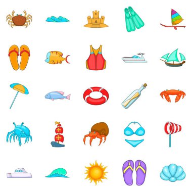 Gemi Icons set üzerinde karikatür tarzı dinlenmek