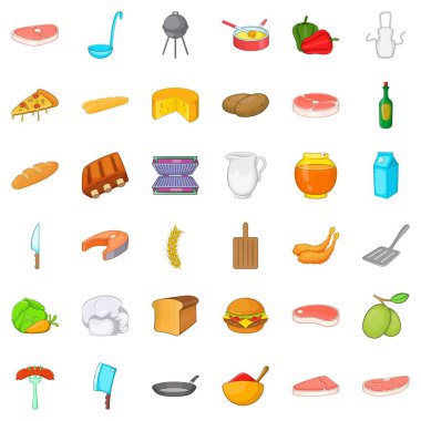 Barbekü partisi Icons set, karikatür tarzı