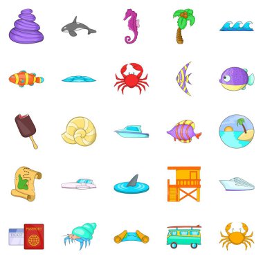 Sahil Icons set, karikatür tarzı