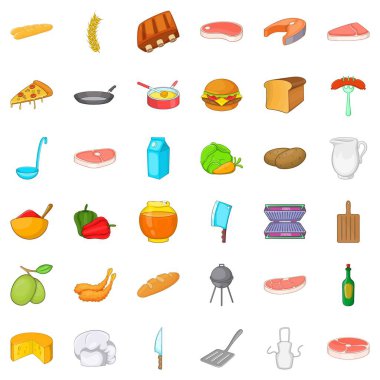 Barbekü gevşeme Icons set, karikatür tarzı