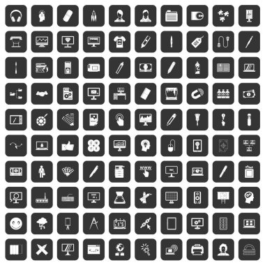 siyah 100 webdesign Icons set