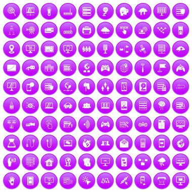 Mor 100 Ağ Icons set