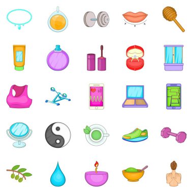 Güzellik makyaj Icons set, karikatür tarzı