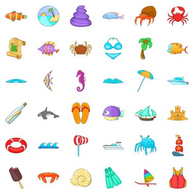 Yaz ralaxation simgeler ayarla, tarzı çizgi film