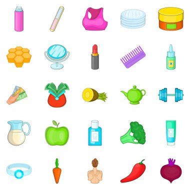 Nemlendirici Cilt Icons set, karikatür tarzı