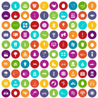 100 kadın sağlık Icons Renk set