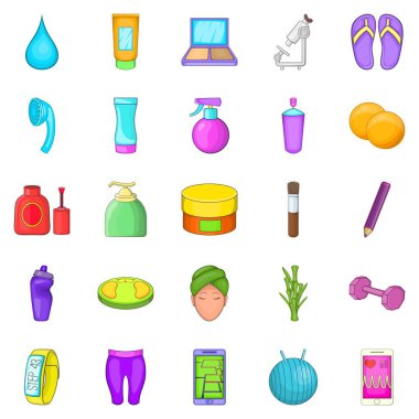 Kozmetik Icons set, karikatür tarzı