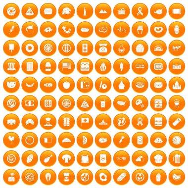 Turuncu 100 sandviç Icons set