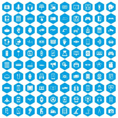 100 ayarlama simgeleri mavi ayarla