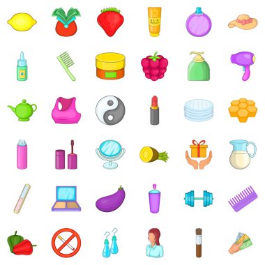 Kozmetik ürün Icons set, karikatür tarzı