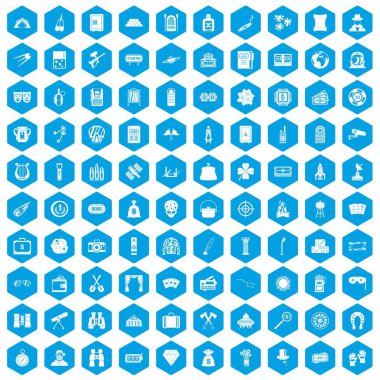 100 yetişkin oyunları simgeleri mavi ayarla