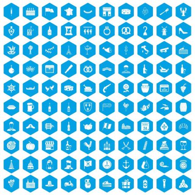 100 alkol simgeleri mavi ayarla