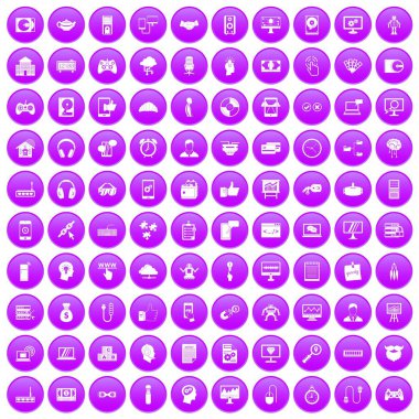 100 programcısı simgeler mor ayarla