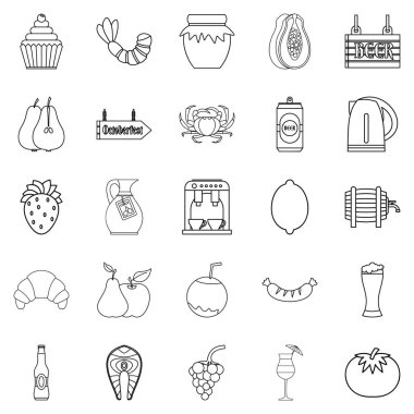 Piknik Icons set, anahat stili