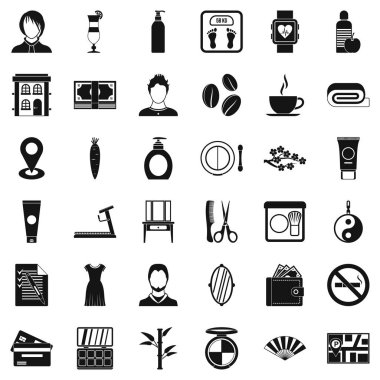 Kuaförlük aracı Icons set, basit tarzı